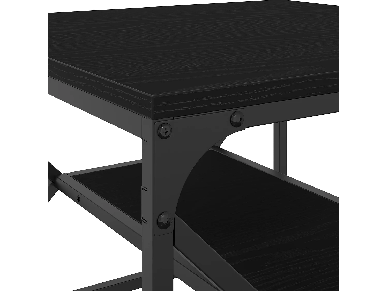 Table basse en chêne noir avec étagère, 51x50x40 cm, fabriquée en bois d'ingénierie