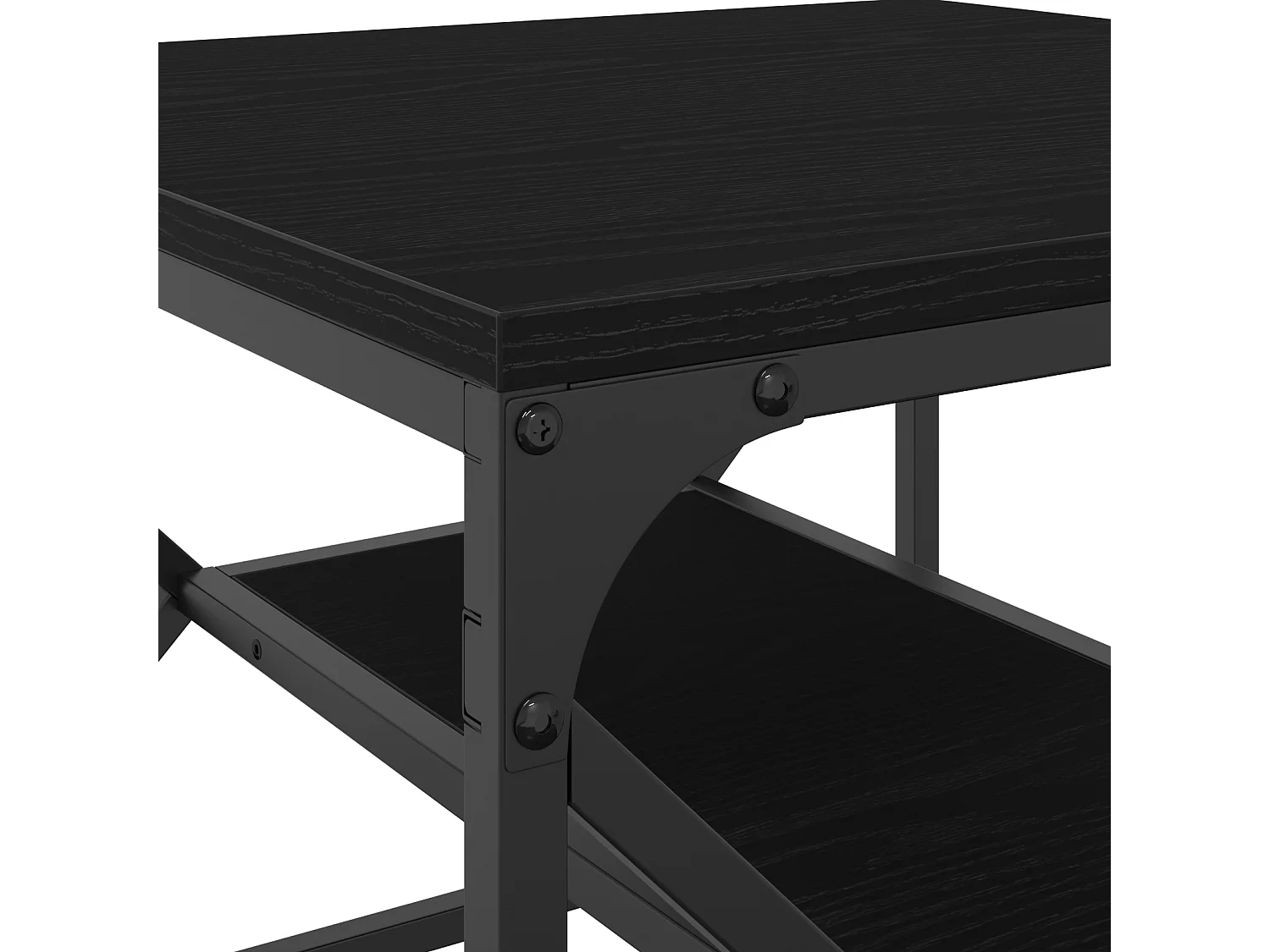 Table basse en chêne noir avec étagère, 51x50x40 cm, fabriquée en bois d'ingénierie