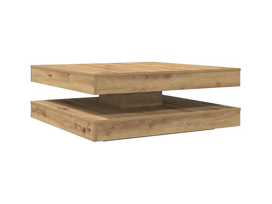 Table basse rotative à 360 degrés chêne artisanal 90x90x34,5 cm