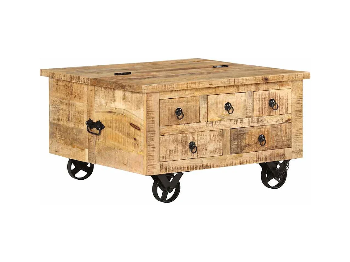 Table basse Bois de manguier brut 70 x 70 x 40 cm