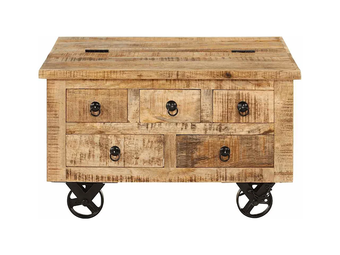 Table basse Bois de manguier brut 70 x 70 x 40 cm