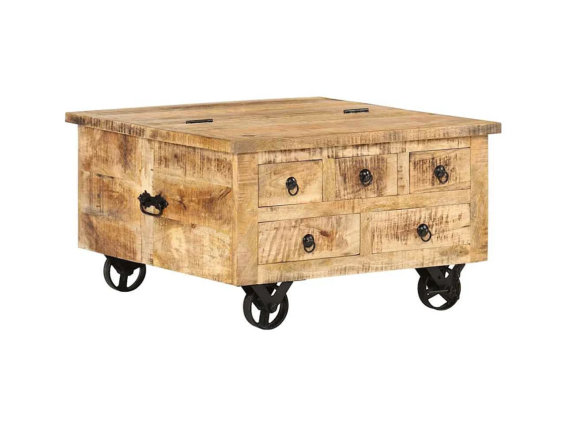 Table basse Bois de manguier brut 70 x 70 x 40 cm