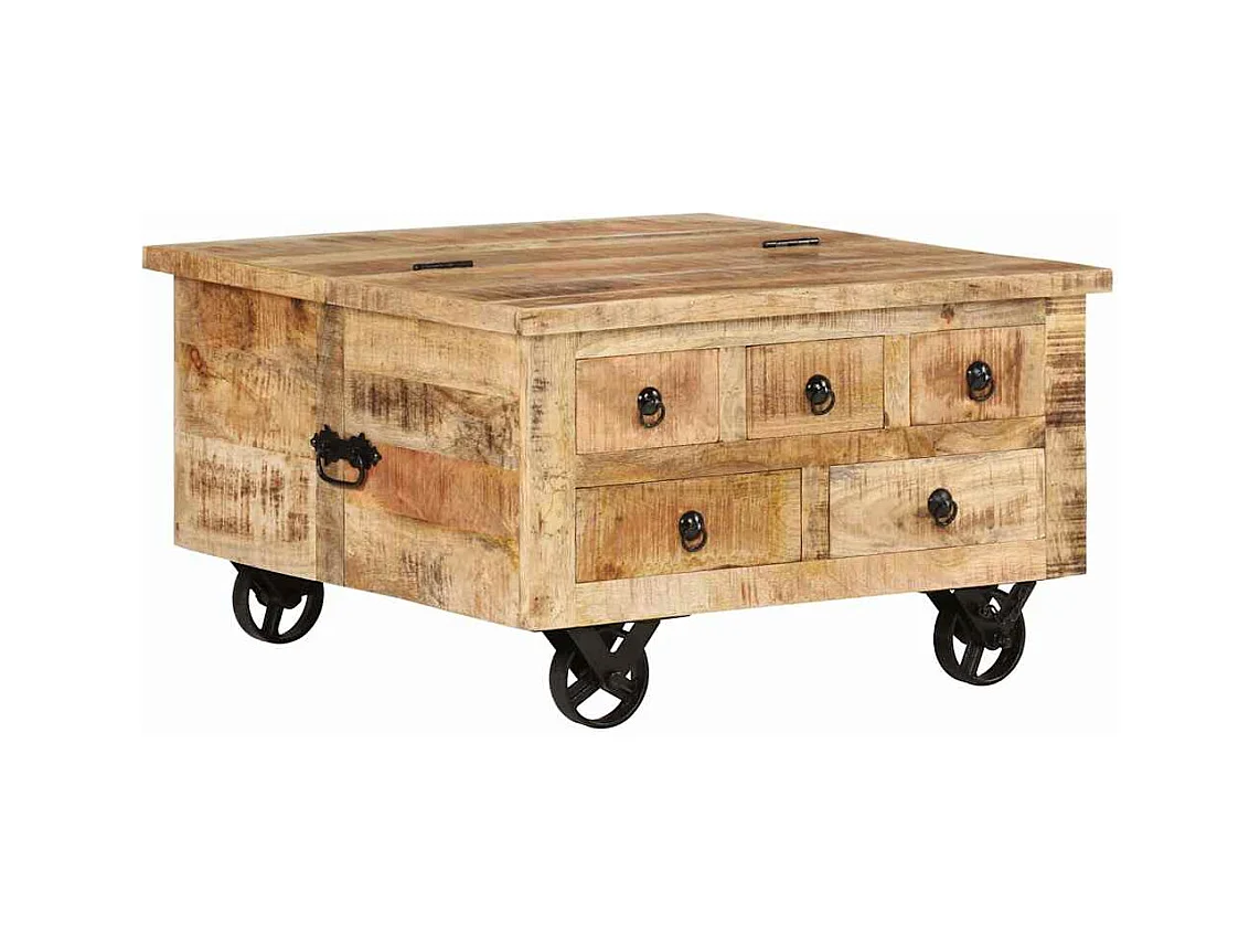 Table basse Bois de manguier brut 70 x 70 x 40 cm