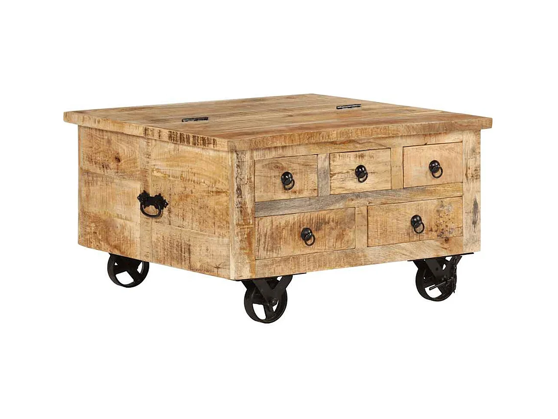 Table basse Bois de manguier brut 70 x 70 x 40 cm