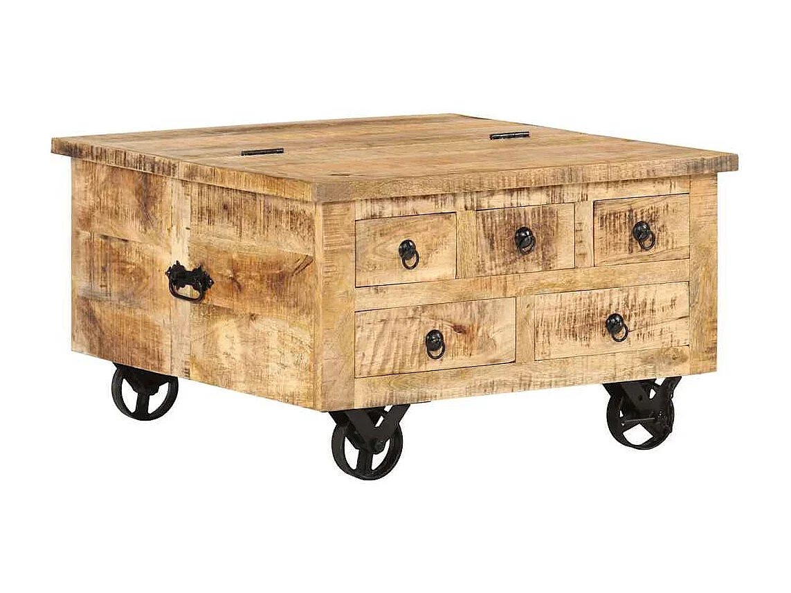 Table basse Bois de manguier brut 70 x 70 x 40 cm