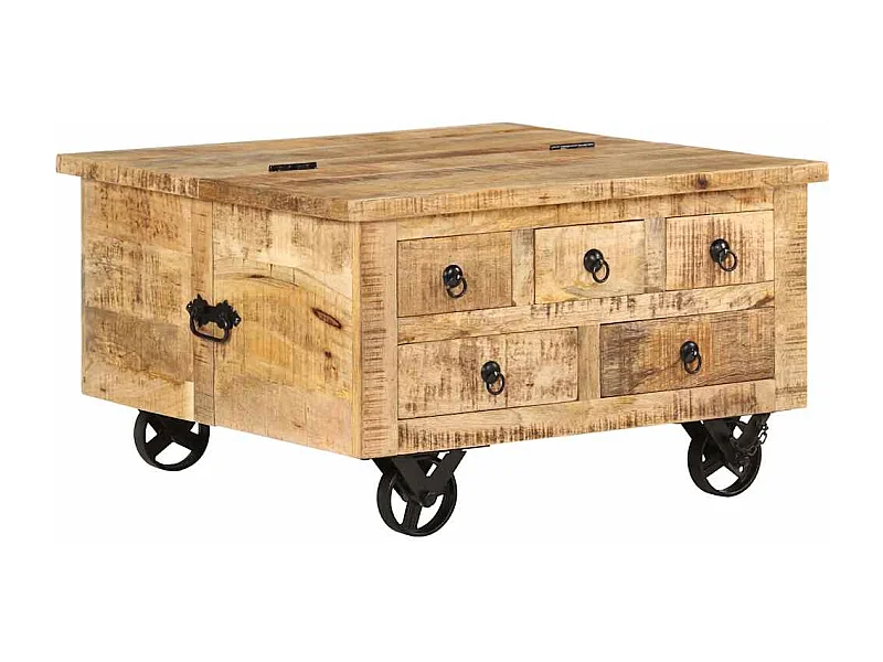 Table basse Bois de manguier brut 70 x 70 x 40 cm