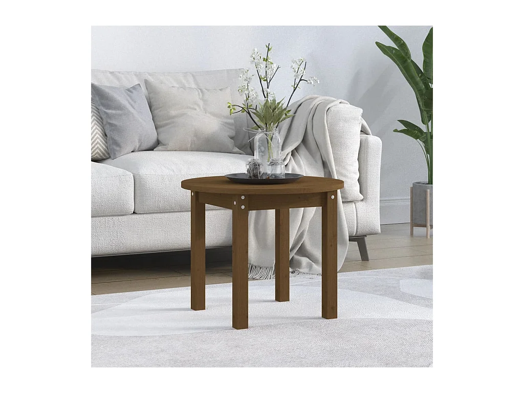 Table basse Marron miel Ø 55x45 cm Bois massif de pin