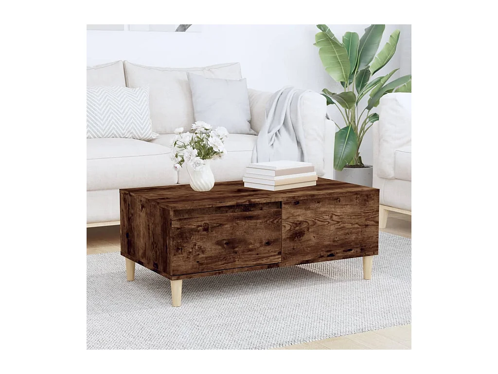 Table basse Chêne fumé 90x50x36,5 cm Bois d'ingénierie