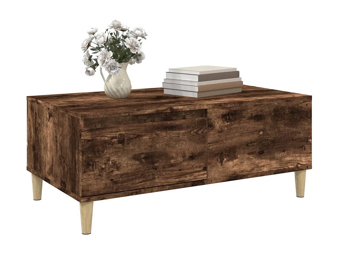 Table basse Chêne fumé 90x50x36,5 cm Bois d'ingénierie