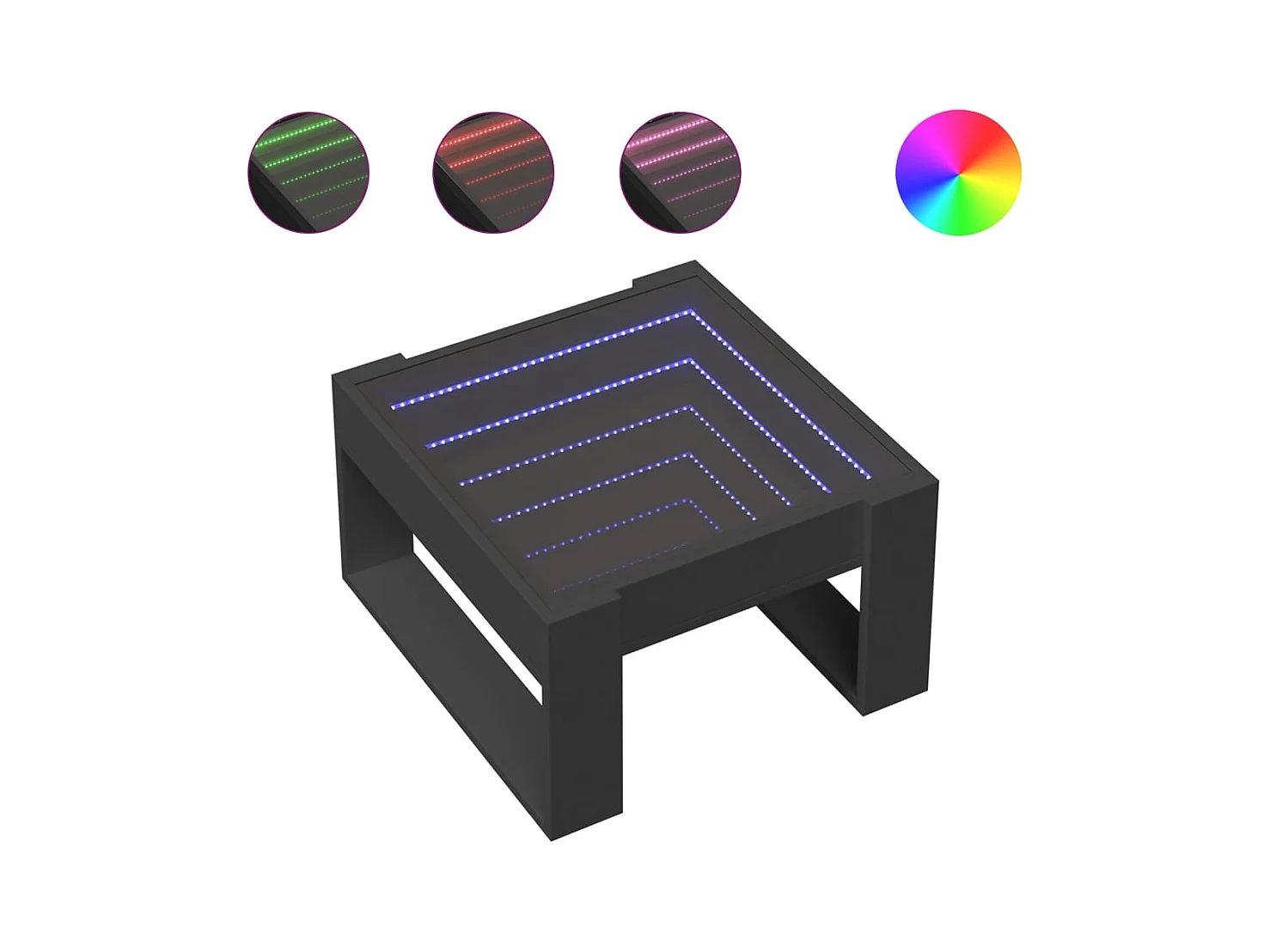 Couchtisch mit Infinity LED schwarz 50x53x30 cm