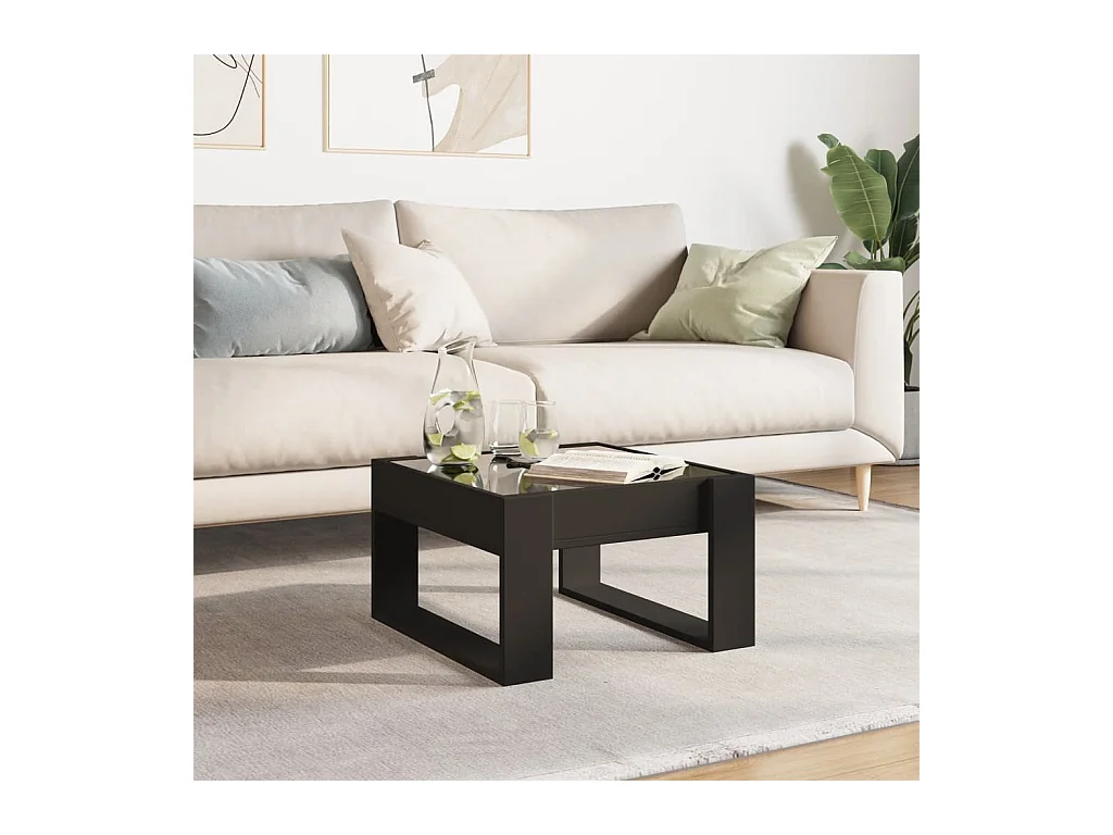 Couchtisch mit Infinity LED schwarz 50x53x30 cm