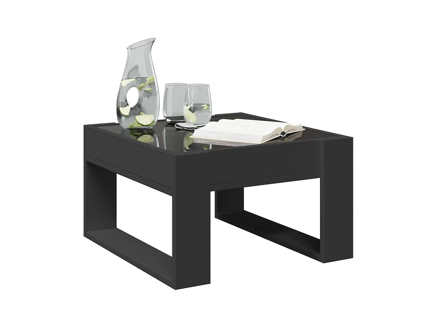 Couchtisch mit Infinity LED schwarz 50x53x30 cm