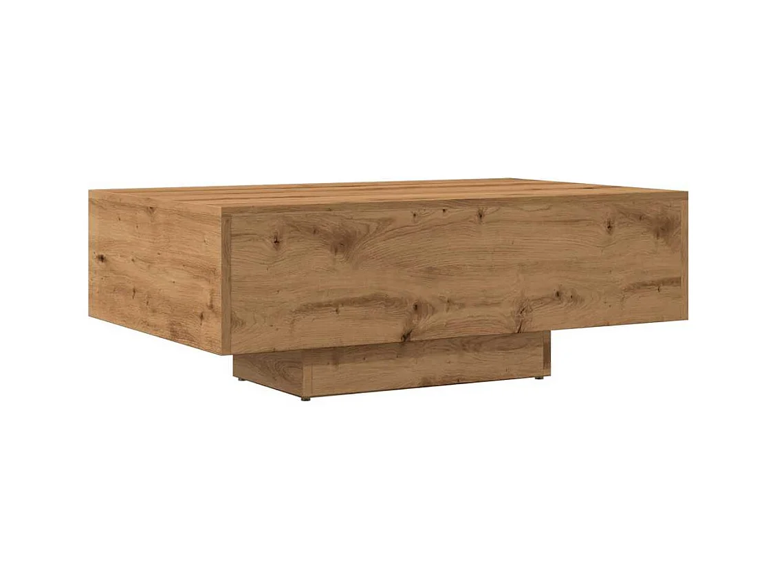 Table basse chêne artisanal 85x55x31 cm bois d'ingénierie