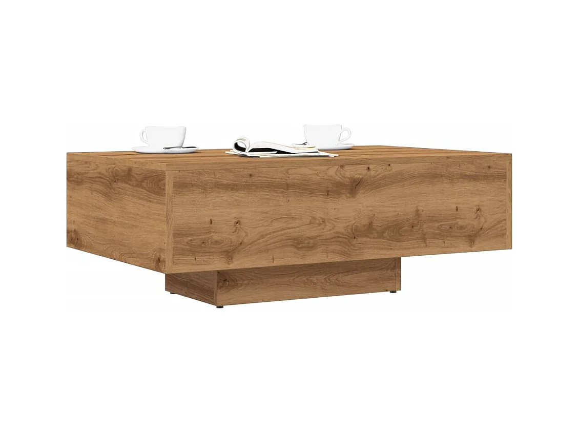 Table basse chêne artisanal 85x55x31 cm bois d'ingénierie