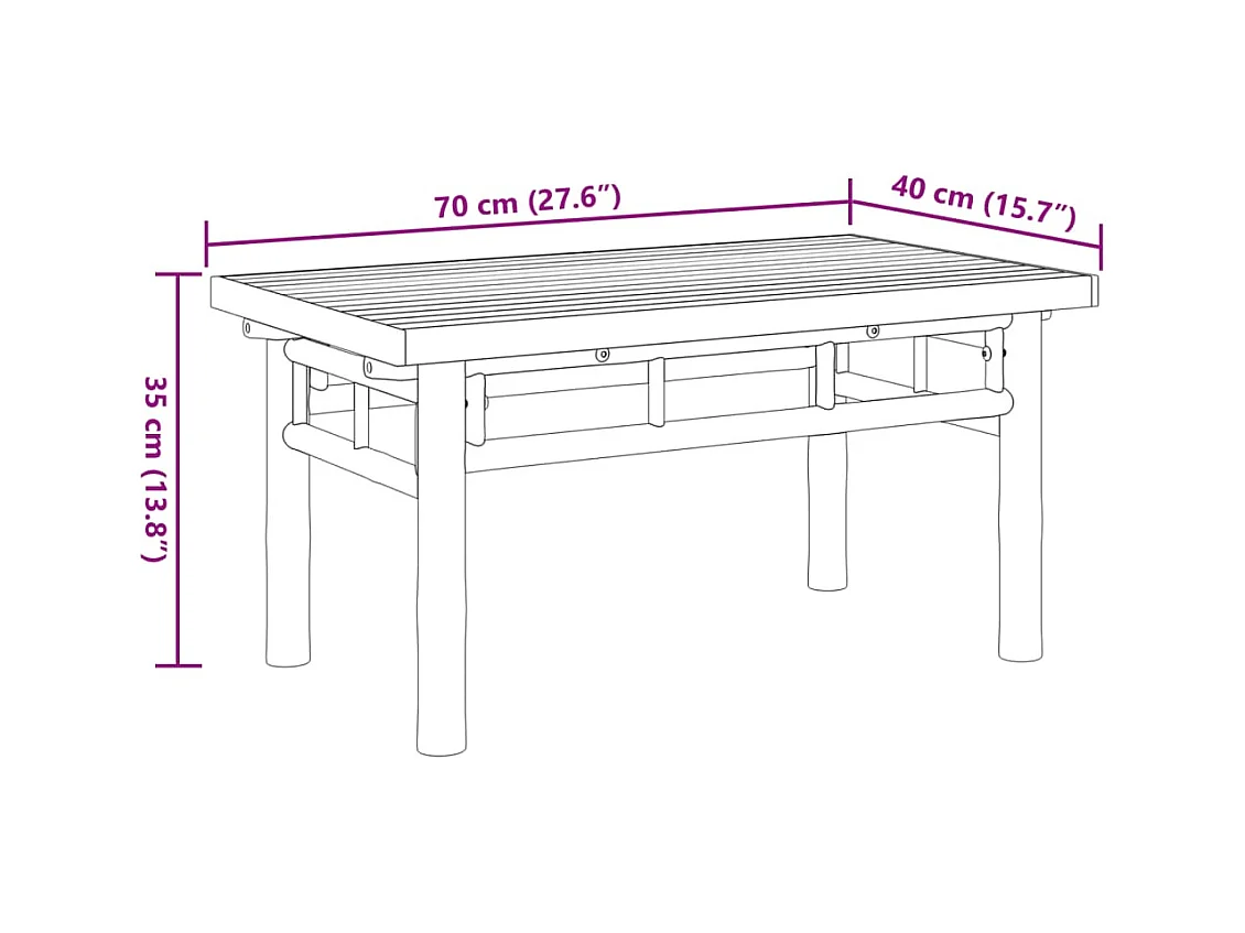 Table basse 70x40x35 cm bambou