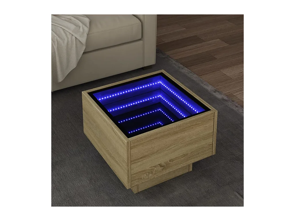 Table d'appoint et LED chêne sonoma 40x40x30 cm bois ingénierie