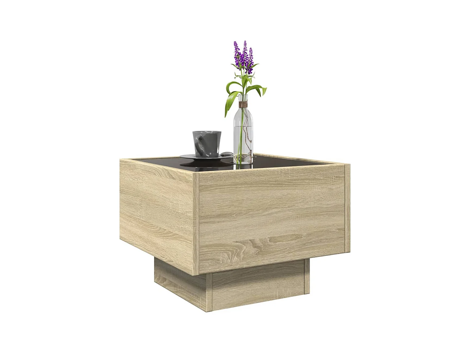 Table d'appoint et LED chêne sonoma 40x40x30 cm bois ingénierie
