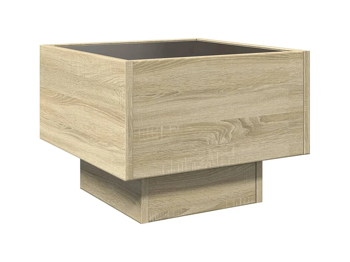 Table d'appoint et LED chêne sonoma 40x40x30 cm bois ingénierie