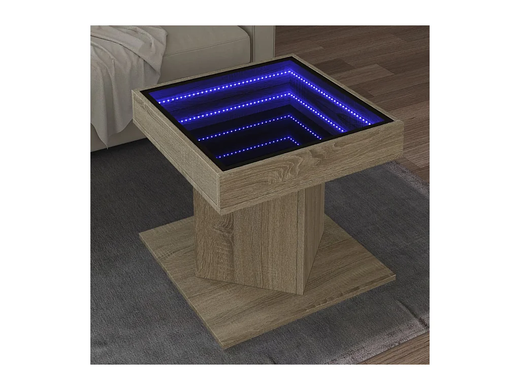 Table basse avec LED chêne sonoma 50x50x45 cm bois d'ingénierie