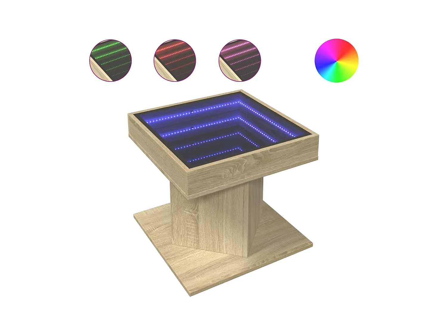 Table basse avec LED chêne sonoma 50x50x45 cm bois d'ingénierie