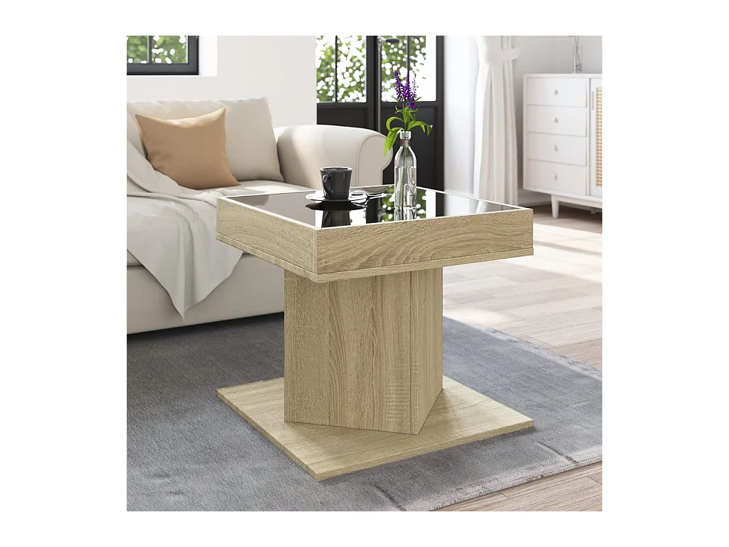 Table basse avec LED chêne sonoma 50x50x45 cm bois d'ingénierie