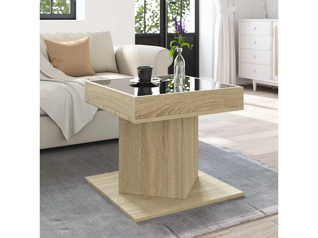 Couchtisch mit LED Sonoma Eiche 50x50x45 cm Holzwerkstoff