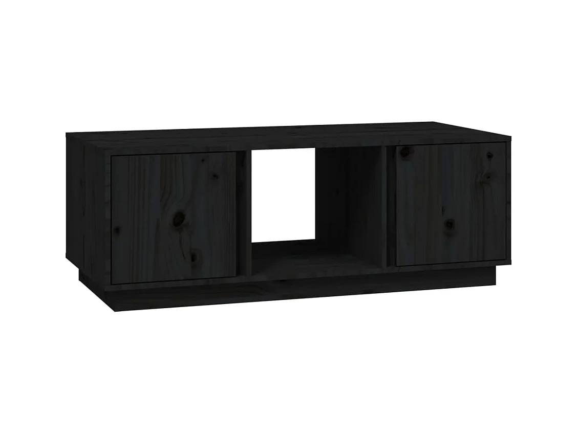 Table basse Noir 110x50x40 cm Bois massif de pin