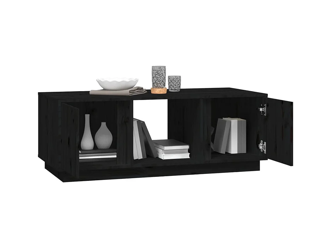 Table basse Noir 110x50x40 cm Bois massif de pin