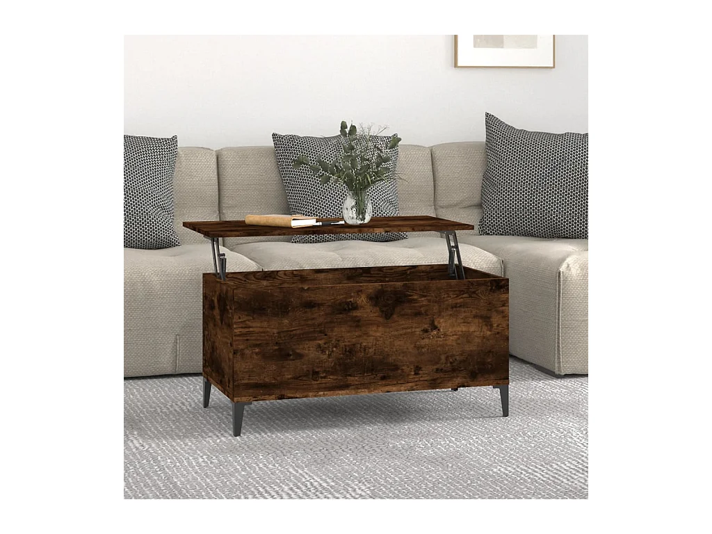 Table basse Chêne fumé 90x44,5x45 cm Bois d'ingénierie