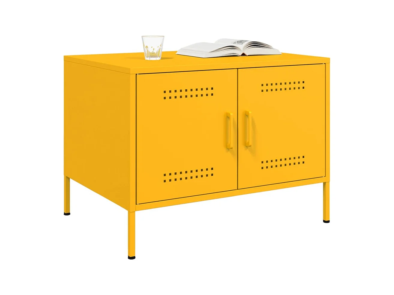 Mesa de centro de acero amarillo mostaza 68x50x50,5 cm