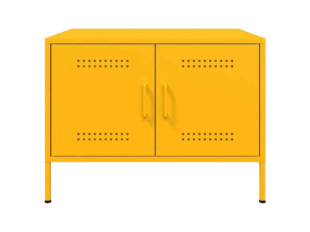 Mesa de centro de acero amarillo mostaza 68x50x50,5 cm
