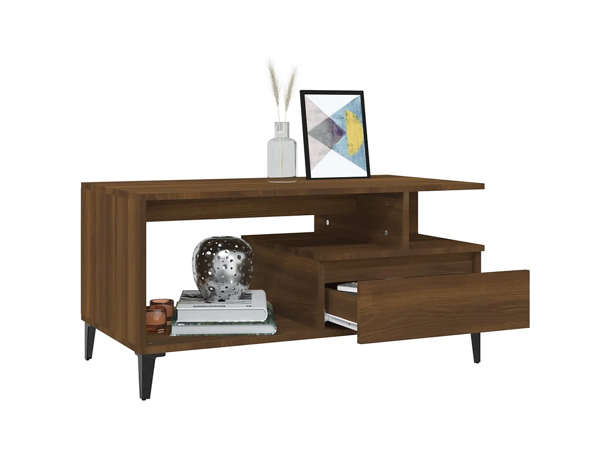 Table basse Chêne marron 90x49x45 cm Bois d'ingénierie