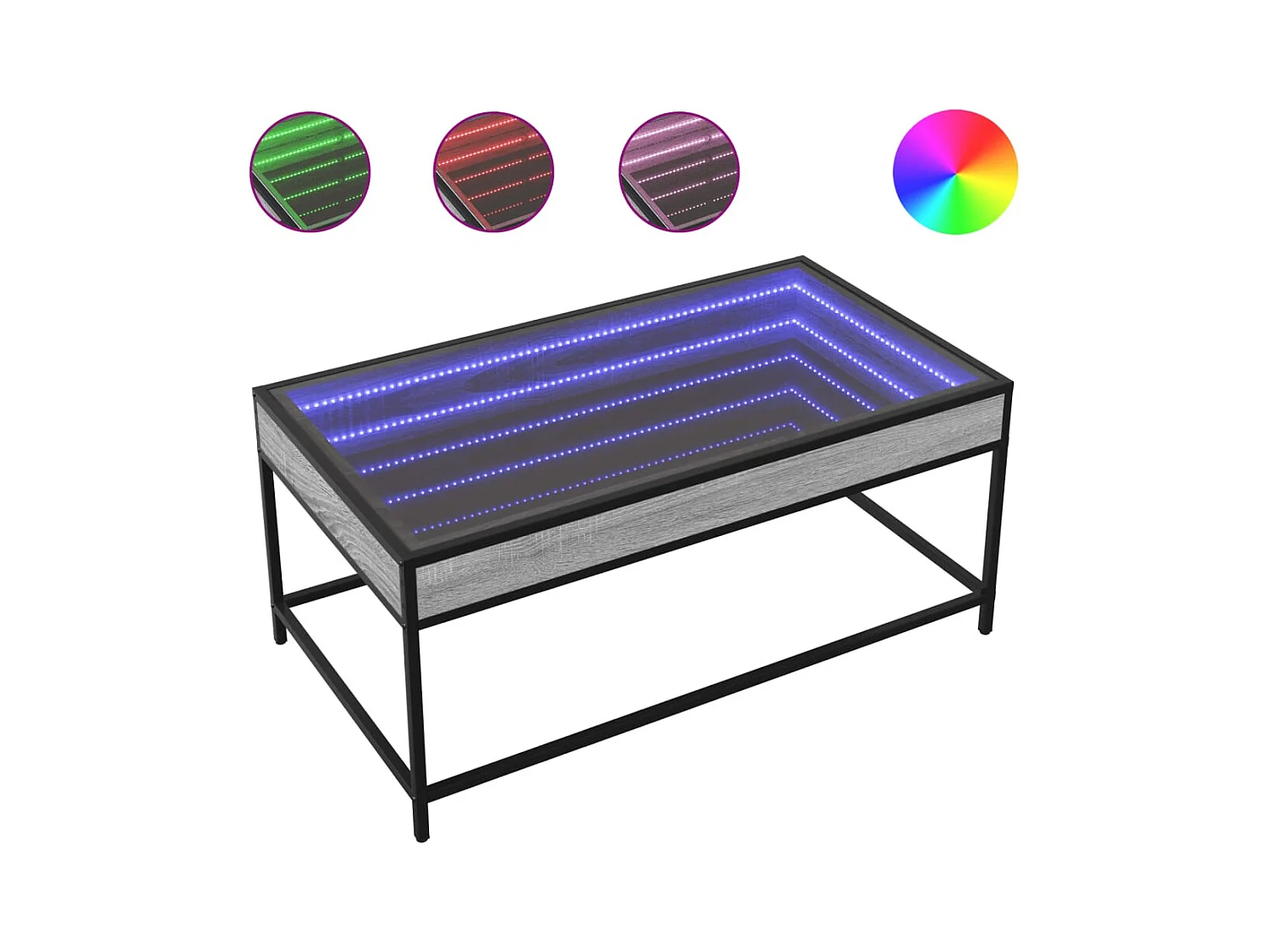 Sonoma grauer Infinity LED Couchtisch 90x50x41 cm