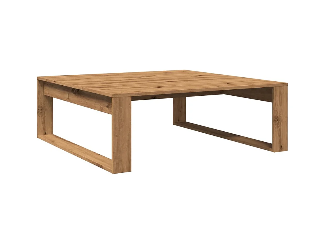 Table basse chêne artisanal 100x100x35 cm bois d'ingénierie