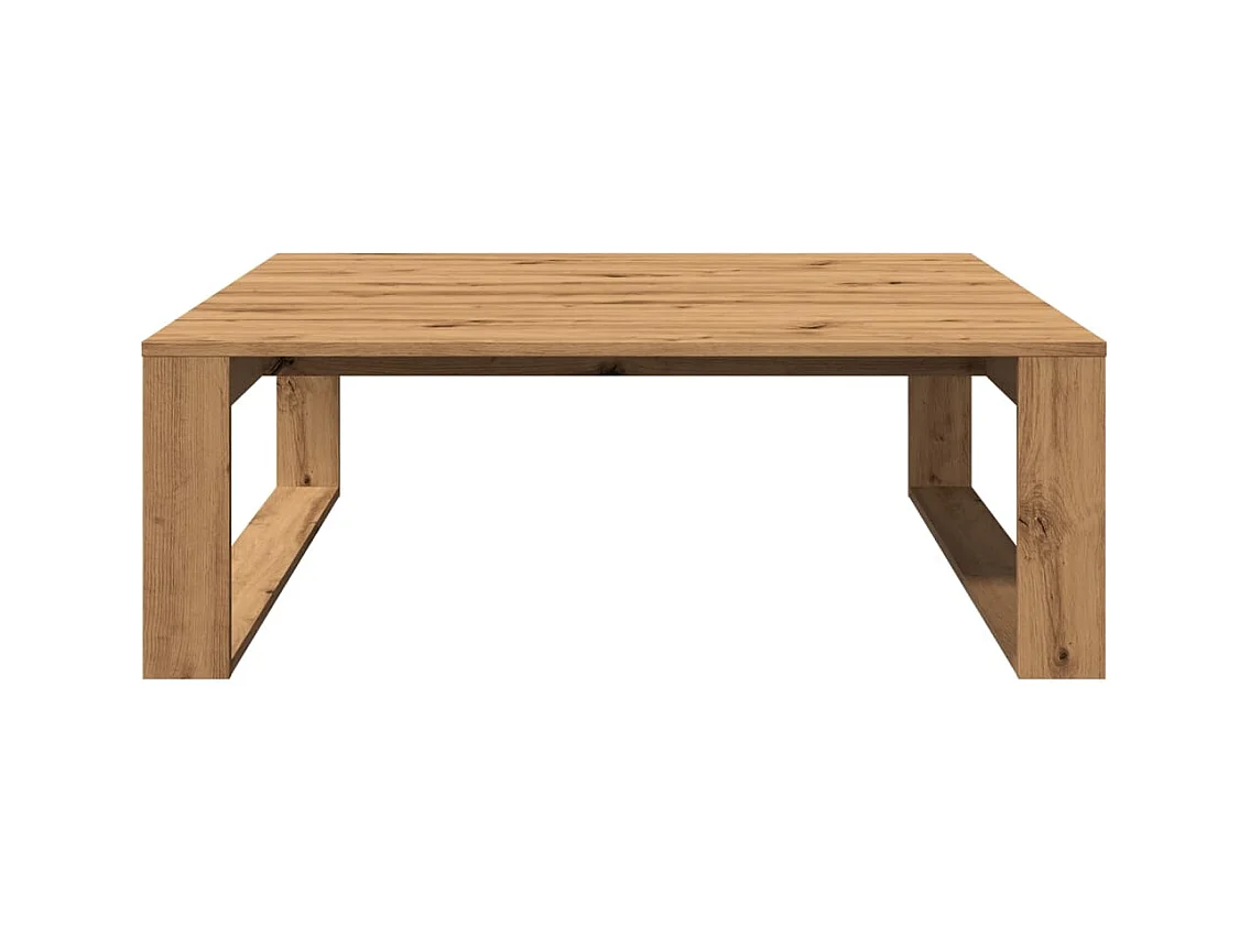 Table basse chêne artisanal 100x100x35 cm bois d'ingénierie