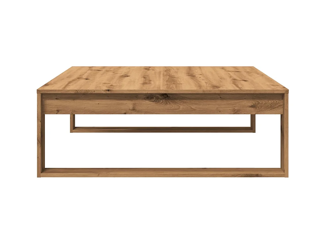 Table basse chêne artisanal 100x100x35 cm bois d'ingénierie