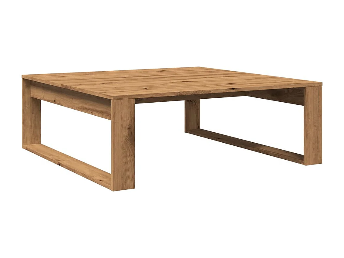 Table basse chêne artisanal 100x100x35 cm bois d'ingénierie