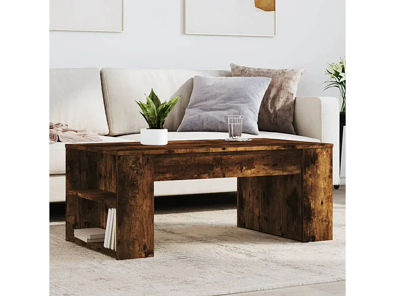Mesa de centro de roble ahumado 102x55x42 cm madera de ingeniería
