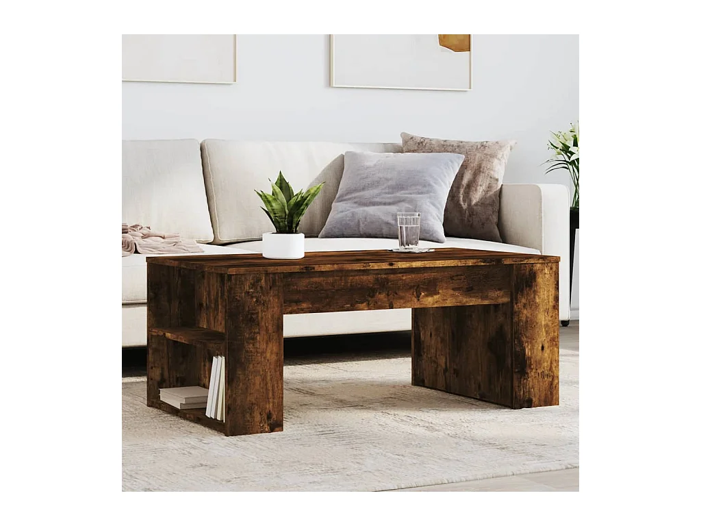 Tavolino da caffè in rovere affumicato 102x55x42 cm in legno ingegnerizzato
