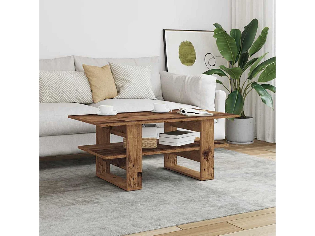 Mesa de centro madera vieja 102x55x42 cm madera de ingeniería