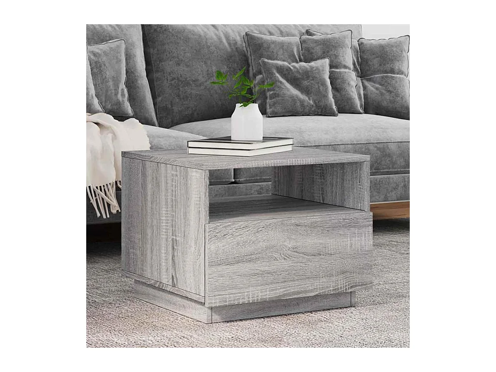 Salontafel met LED-verlichting Sonoma grijs 50x49x40 cm