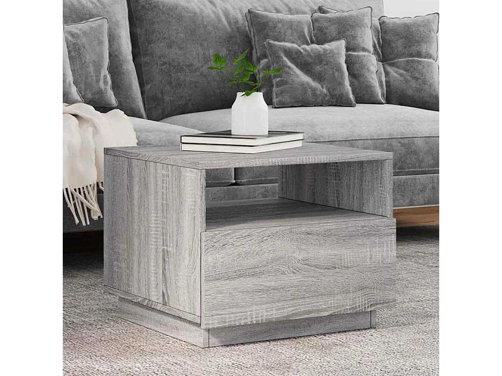 Table basse avec lumières LED sonoma gris 50x49x40 cm
