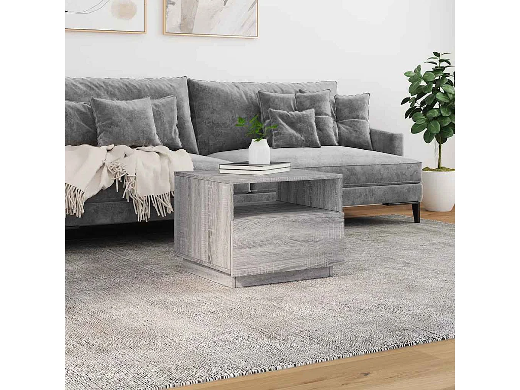 Table basse avec lumières LED sonoma gris 50x49x40 cm