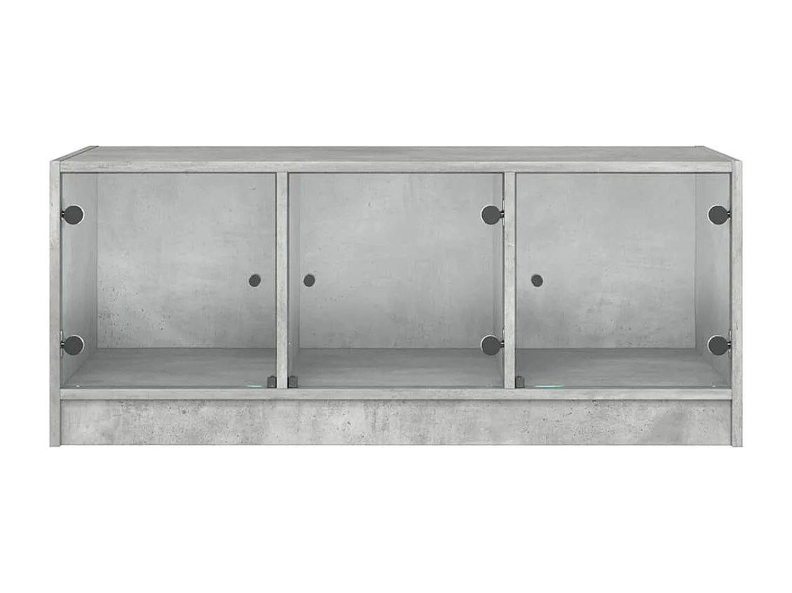 Mesa de centro con puertas de cristal gris hormigón 102x50x42 cm