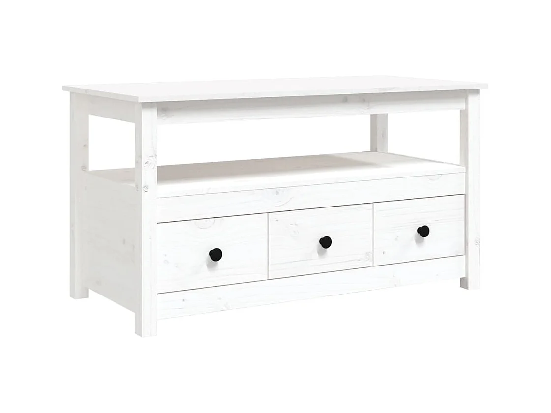 Table basse Blanc 102x49x55 cm Bois massif de pin