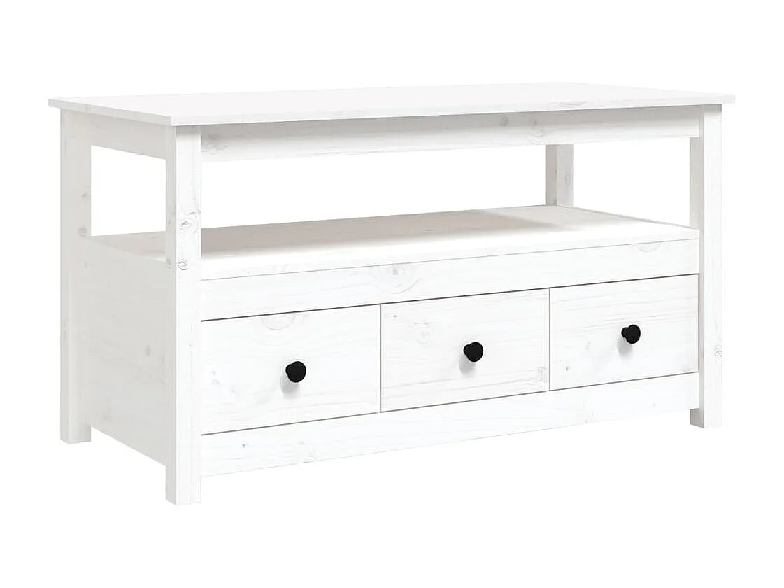 Mesa de centro Blanca 102x49x55 cm Madera maciza de pino