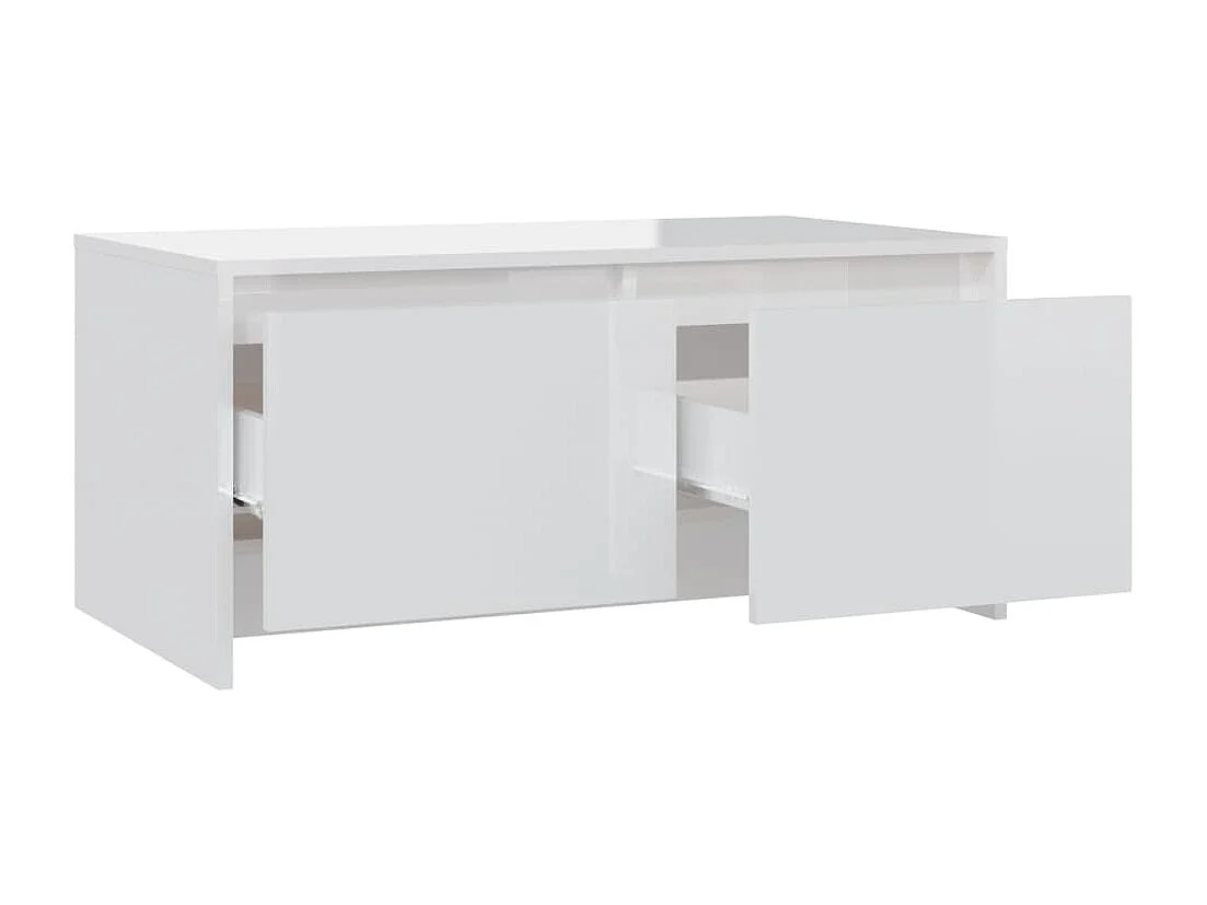 Table basse blanc brillant 90x50x41,5 cm bois d'ingénierie