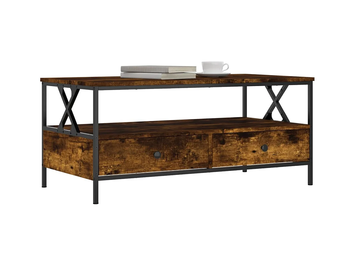 Table basse chêne fumé 100x51x45 cm bois d'ingénierie