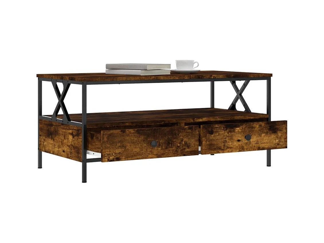 Table basse chêne fumé 100x51x45 cm bois d'ingénierie