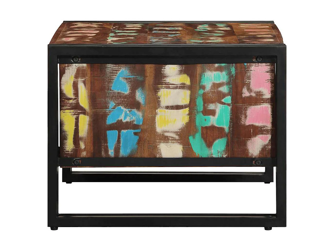 Mesa de centro multicolor 70x50x38 cm madera maciza recuperada